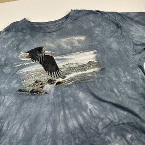 The Mountain T-Shirt Men’s 3XL Tie Dye L Majestic Bald Eagle and Lake Blue